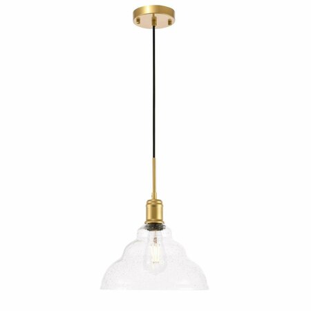 CLING Gil 1 Light Brass & Clear Seeded Glass Pendant CL2943806